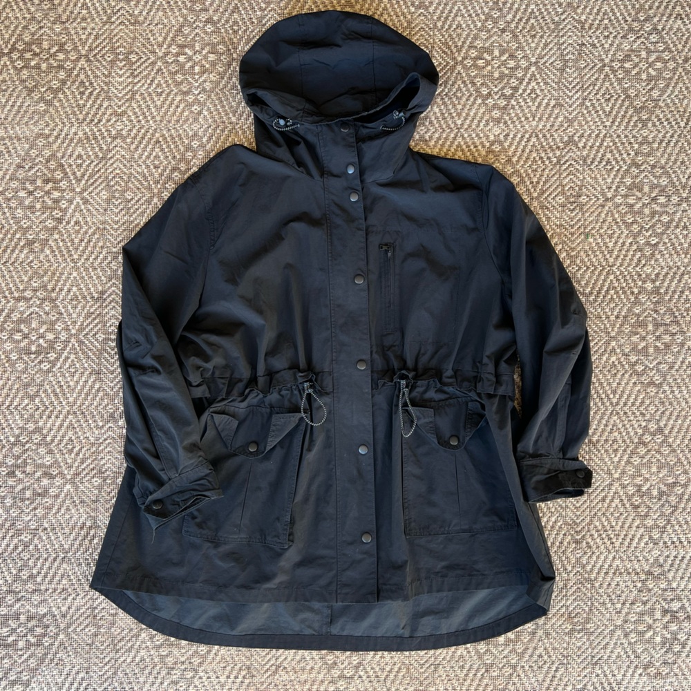 J. Crew Perfect Lightweight Hooded Jacket Black Anorak Women’s Size 2X